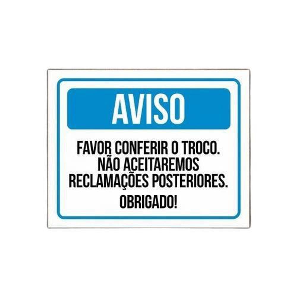 Placa Favor Conferir O Troco Não Aceitaremos Reclamações