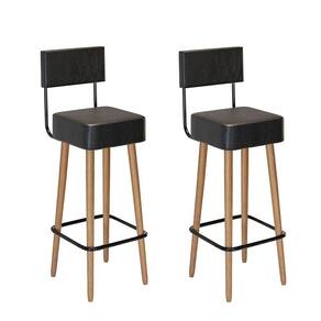 Kit 2 Banquetas Estofadas Alta C/ Encosto Bancada Balcão Cozinha Churrasqueira Pés Palito Barcelona