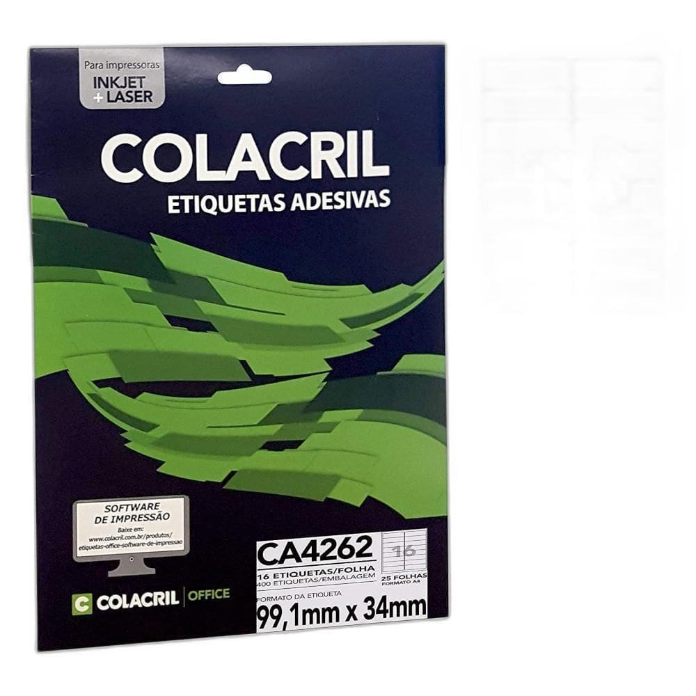 Etiqueta Adesiva Colacril A4 Ca4262 99,1X34Mm 25Fls