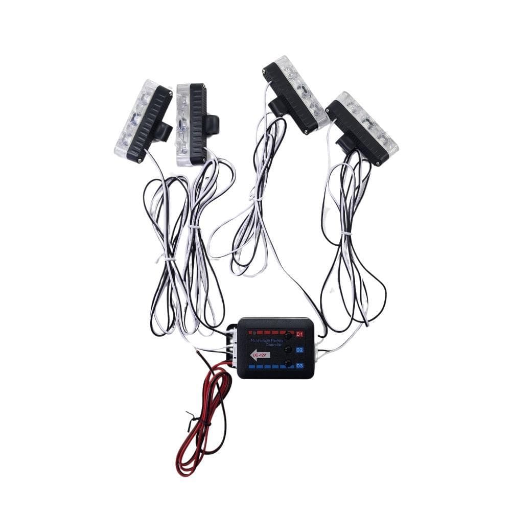 Estrobo Grade Kit Central 4 Farol 3 Leds 12V Branco