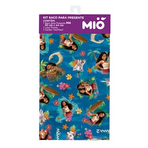 Kit Saco para Presente Mió Disney Moana 2 Grande com 1 Laço Pronto e 1 Cartão