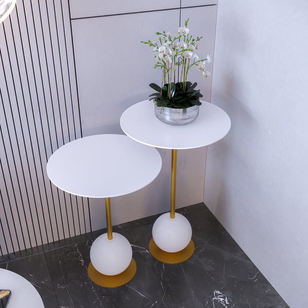 Conjunto Mesa de Canto Milão 40x40x60cm Branco