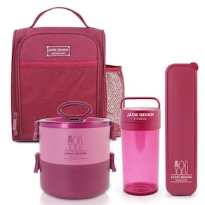 Conjunto Da Linha Joy Com Bolsa Térmica, Porta Talher, Pote De Marmita 2 Andares E Garrafa 430ml Vinho