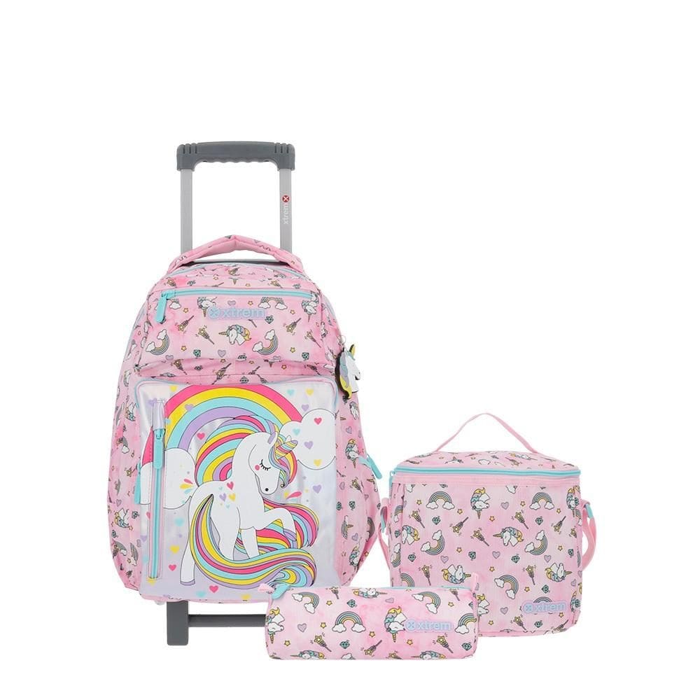 Kit Mochila Infantil Xtrem New Run Pack 4XT Unicórnio Tie Dye, Lancheira + Estojo, SAMSONITE