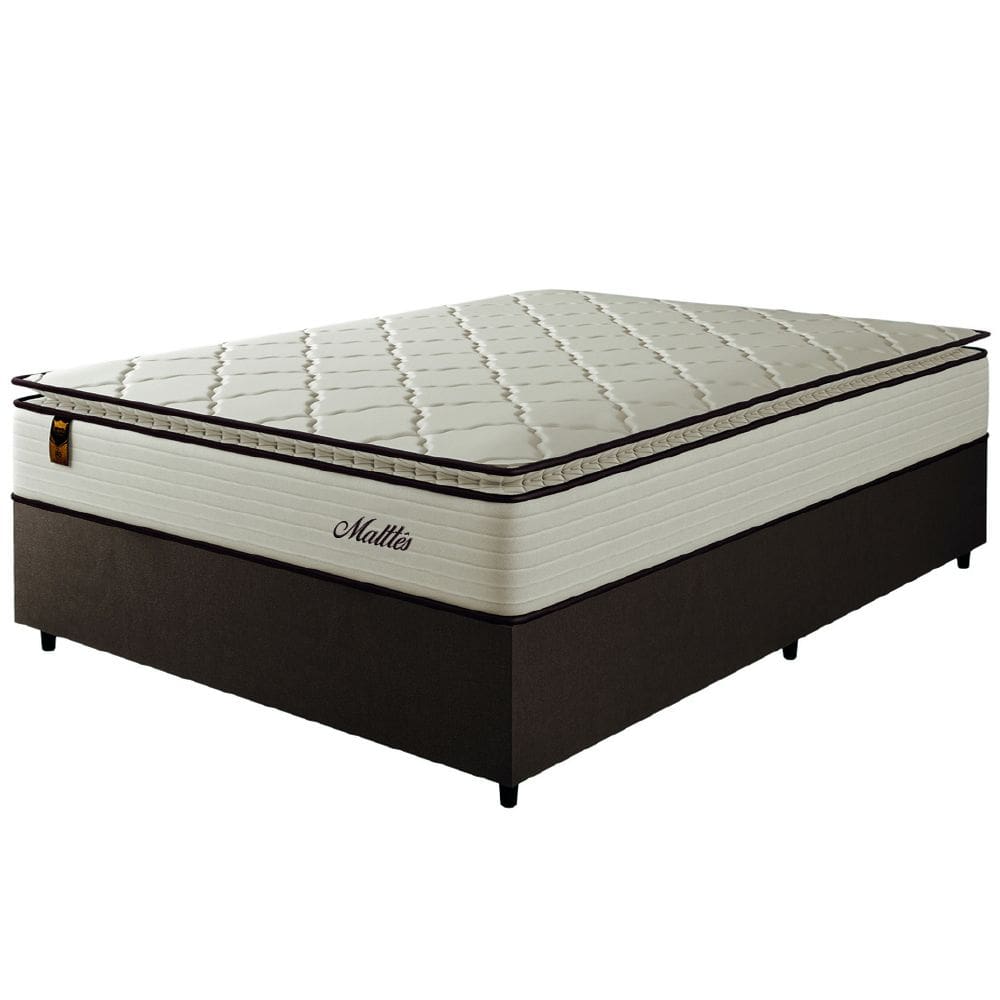 Cama Box Casal Colchão Molas Ensacadas Com Pillow Malttês 138x188x66cm Suede Cáqui Hellen