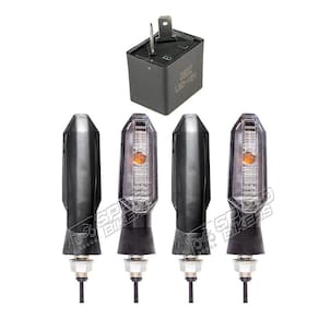 Kit 4 Setas Pisca de Led Laranja com Rele 2 Pinos Led - Moto