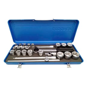 Jogo de Soquete Sextavado de 1/4" à 1.1/4" e Acessórios Encaixe de 1/2" com 25 Peças - Gedore 015504