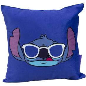 Almofada Stitch Com Óculos De Sol Aveludada 25X25cm Oficial Disney