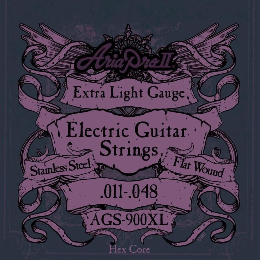 Encordoamento Para Guitarra Extra Leve Flatw .011 Ags900xl Aria Pro Ii