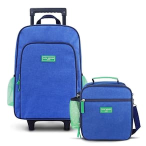 Conjunto De Mochila Com Rodinhas Junior E Lancheira Térmica C/ 2 Compartimentos Azul