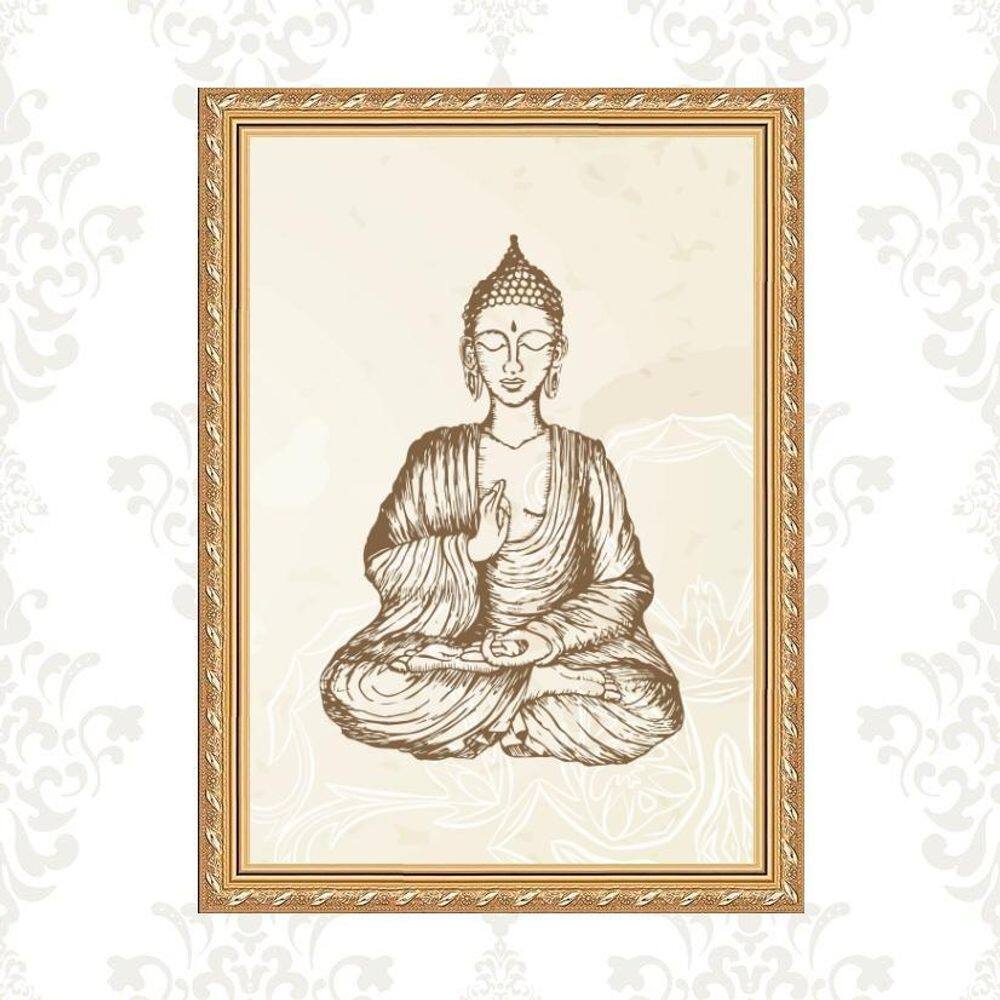 Quadro Moldura Dourada Buda Indiano 33X24Cm