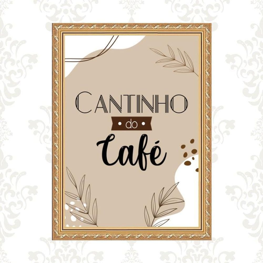 Quadro Cantinho Do Café Moldura Dourada 33X24Cm