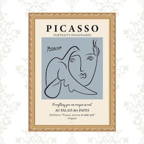 Quadro Moldura Dourada Picasso - Azul 24X18Cm