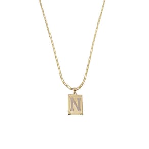 Cordão 60Cm Masculino Feminino Pingente Letra N Banhado Ouro