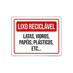 Kit 3 Placa Lixo Reciclável Latas Vidros Papéis Plásticos