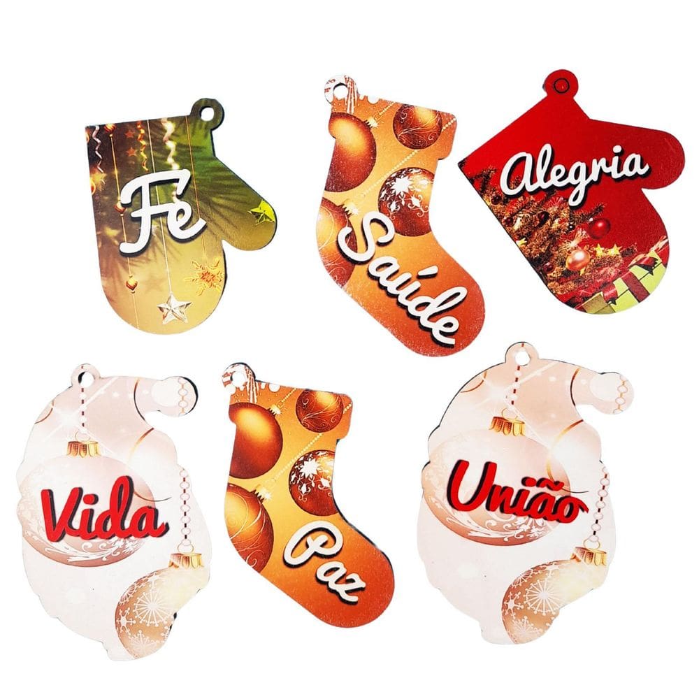 Kit 10 Bolinhas De Natal Formas Diferentes Com Palavras