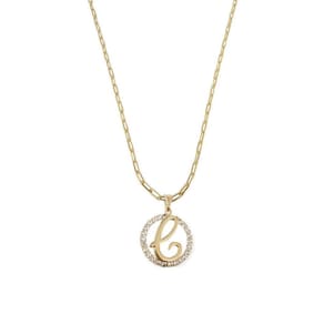Colar Corrente 60 Cm Feminina Pingente Letra C Banhado Ouro