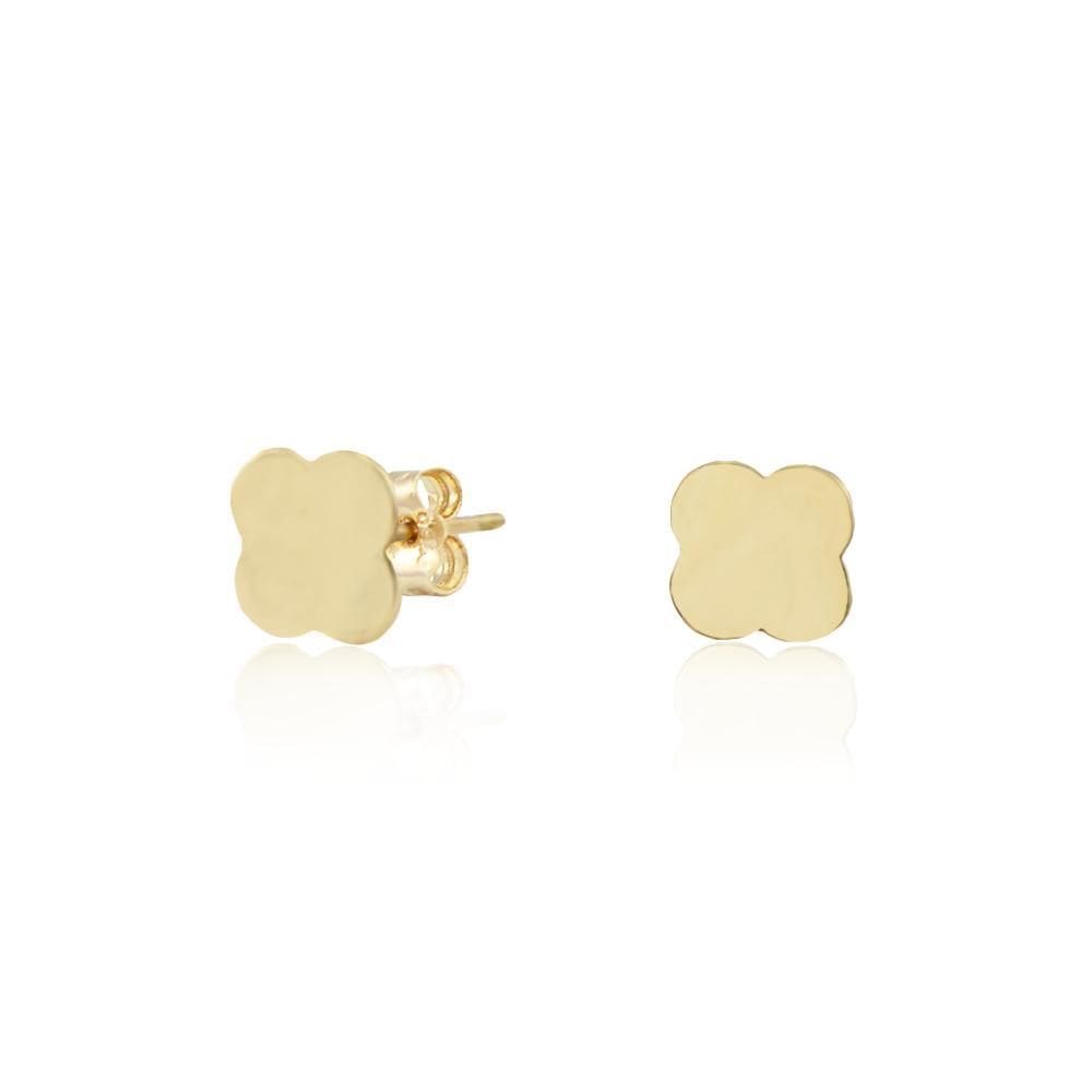 Brinco Trevo 5Mm Polido Em Ouro 18K