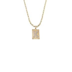 Cordão 45Cm Masculino Feminino Pingente Letra K Banhado Ouro