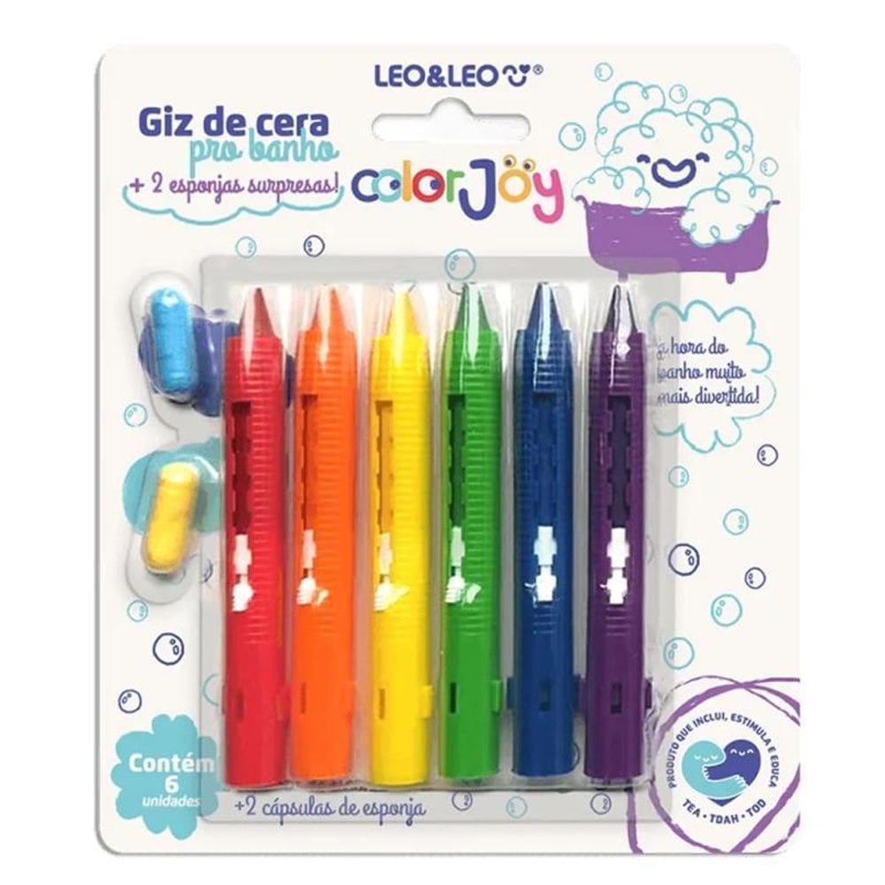 Giz Cera Retratil Banho 2 Capsulas Esponja Surpresa Color