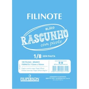 Bloco Rascunho Picote Liso Miolo Branco 100 Folhas 1-8 112x156mm Filiperson