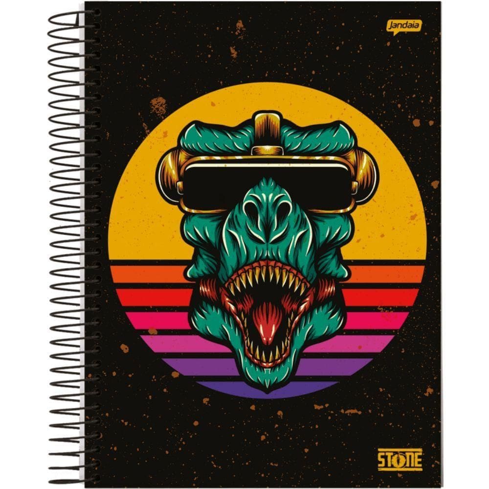Caderno Espiral Universitário Capa Dura 1 Matéria 80fls Stone Jandaia Dinossauro 2