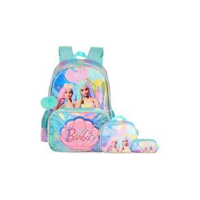 Kit Mochila Costas+Lancheira+Estojo Triplo Barbie - Verde