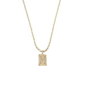 Cordão 50Cm Masculino Feminino Pingente Letra M Banhado Ouro