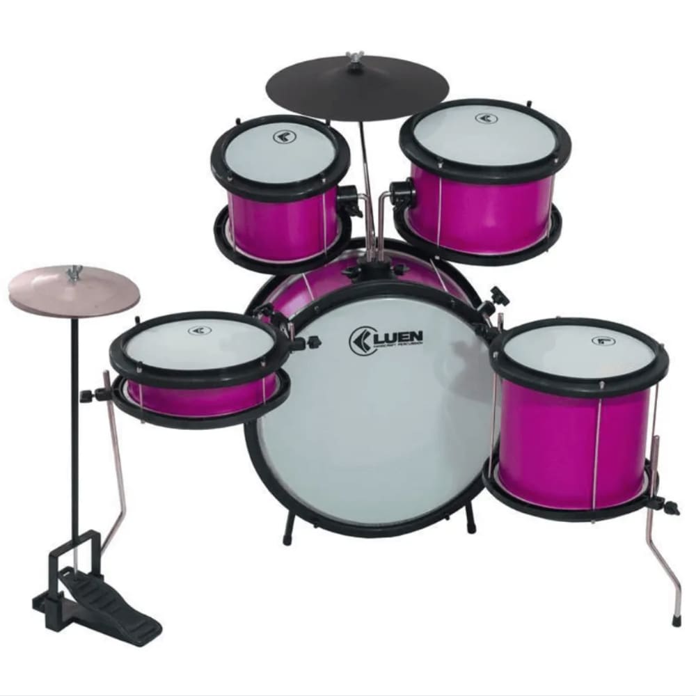 Bateria Infantil Luen Pop 05 Peças - Completa - Rosa