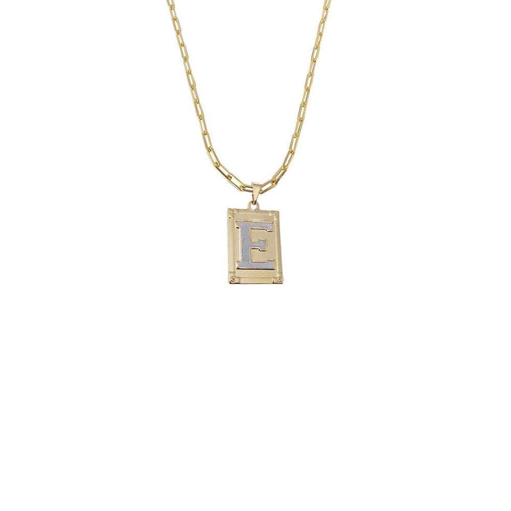 Cordão 60Cm Masculino Feminino Pingente Letra E Banhado Ouro