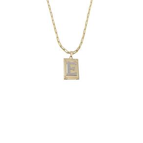 Cordão 60Cm Masculino Feminino Pingente Letra E Banhado Ouro