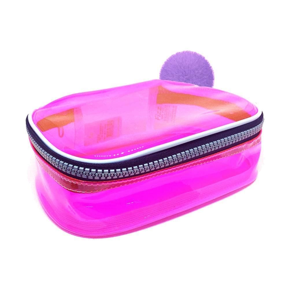 Estojo Baú Jumbo Cristal Neon Rosa Fizz