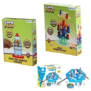 Kit 3 Jogos Torre Maluca + Tira Varetas + Pinguim Numa Fria