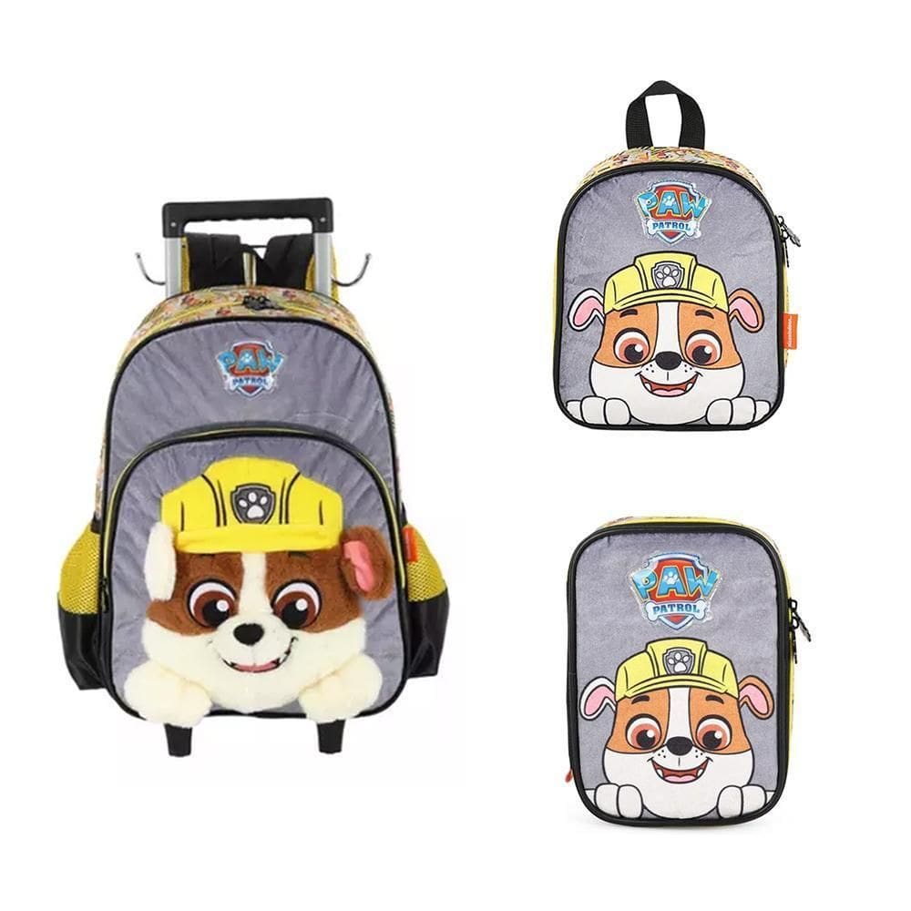 Kit Mochila Rodinhas + Lancheira + Estojo Rubble - Luxcel