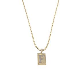 Cordão 60Cm Masculino Feminino Pingente Letra F Banhado Ouro