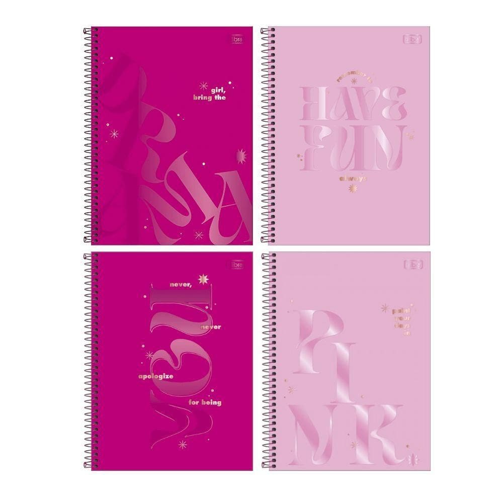 Caderno Espiral Capa Dura 1 Matéria - 80 Folhas - Love Pink - Tilibra