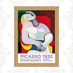 Quadro Moldura Dourada Picasso 1932 45X34Cm
