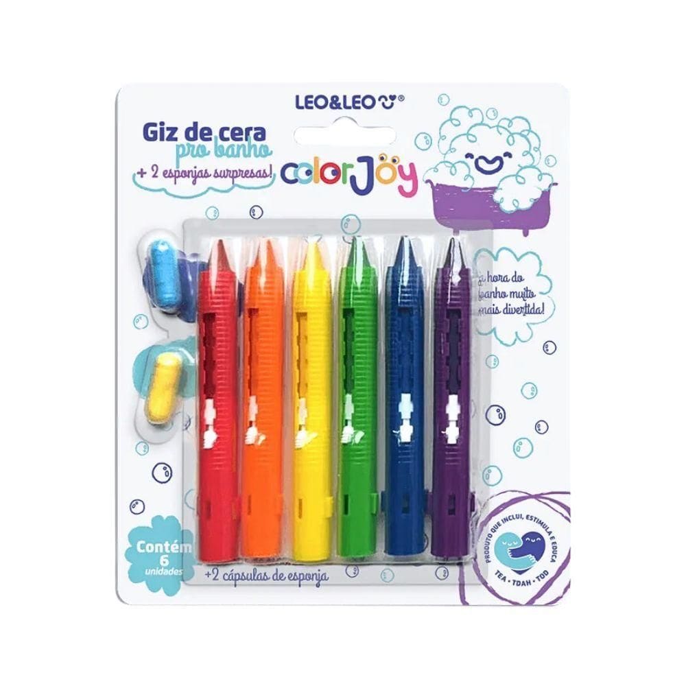 Giz De Cera Retrátil Banho 6 Cores Leo&leo