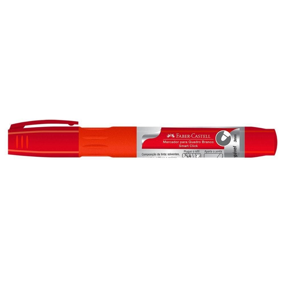 Pincel Marcador Quadro Branco Recarregável Com Refil Faber-castell Vermelho