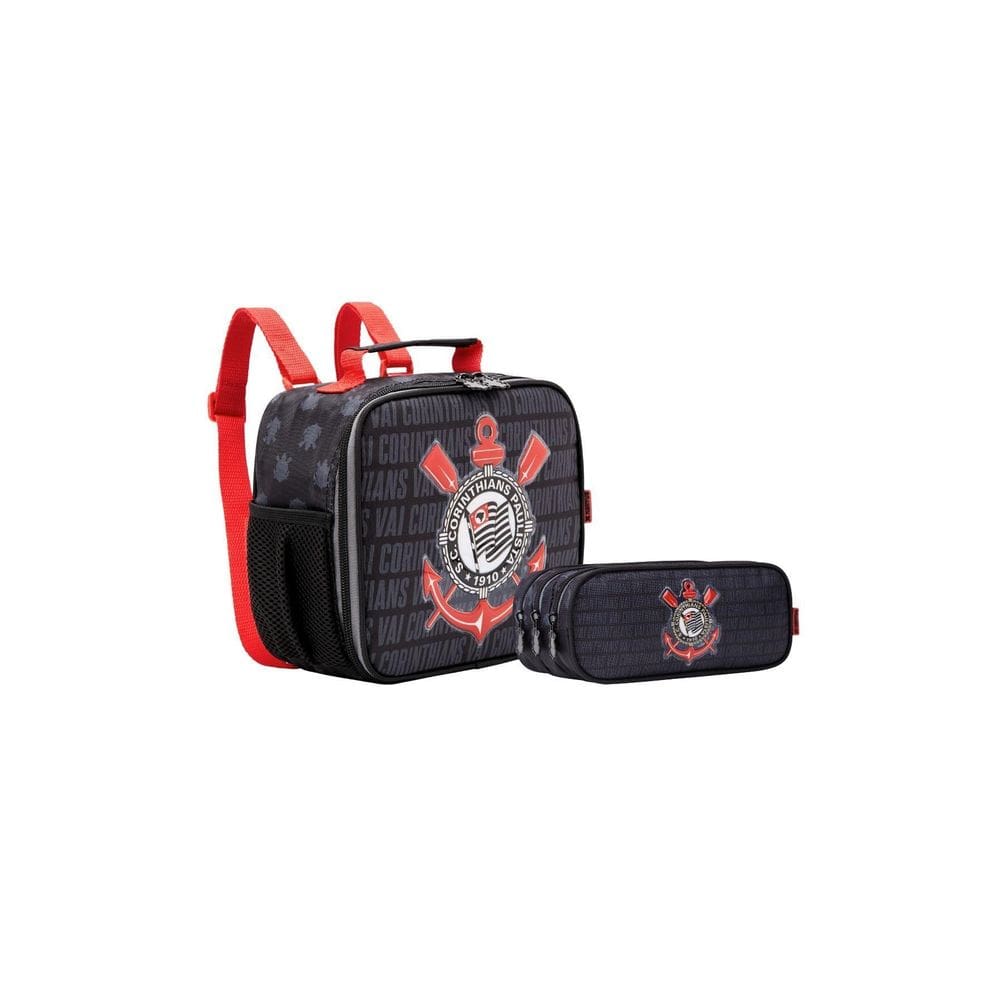 Kit Escolar Lancheira Térmica + Estojo Triplo Corinthians