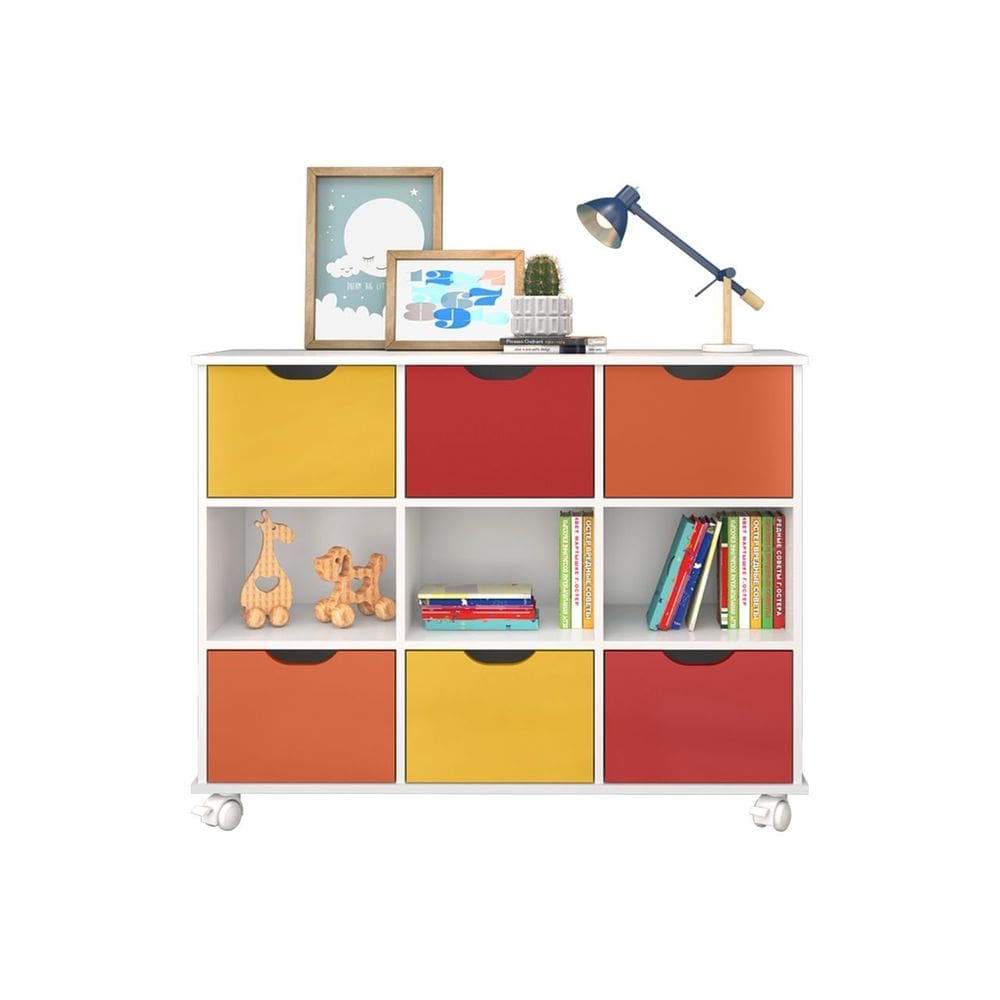 Nicho Organizador Multiuso Quarto Escritório Livros Brinquedos 6 gavetas 4 Rodízios 1478
