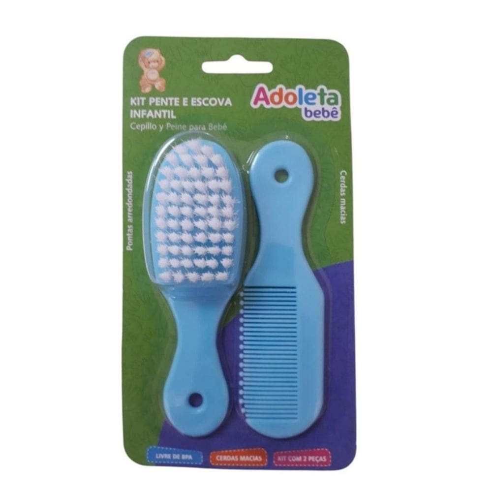 Kit Adoleta Bebê Escova E Pente Infantil Azul