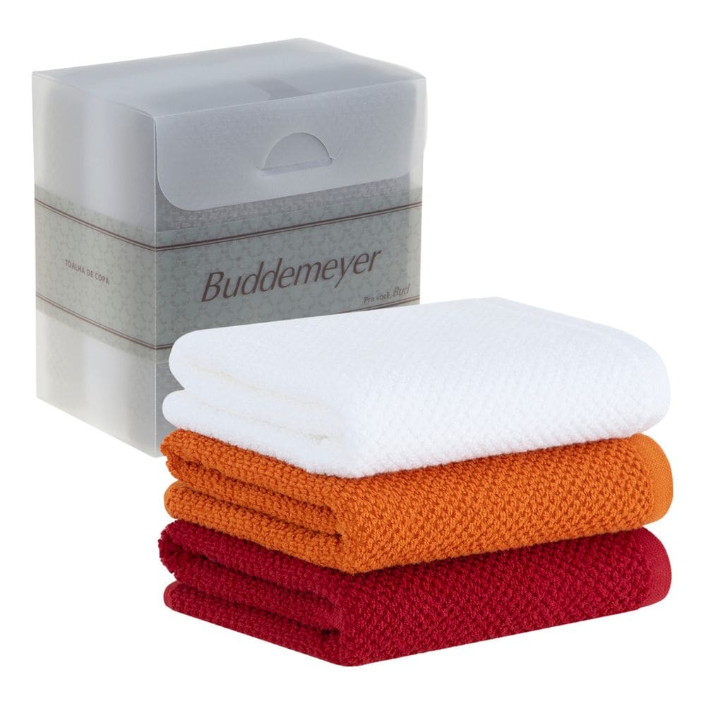 Jogo Gourmet Pano De Copa Buddemeyer Branco/Laranja/Vermelho