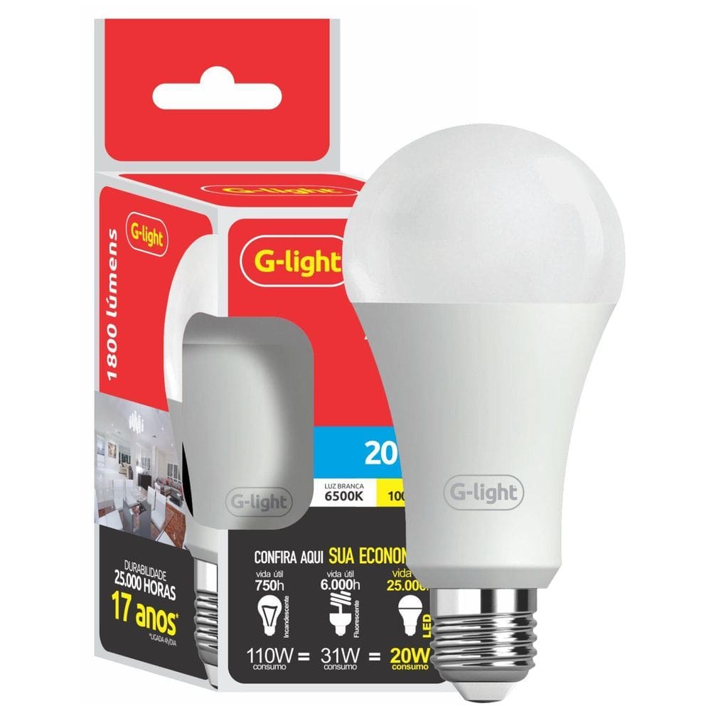 Lampada Potente 20W Pequena E Econômica 6500K Branco Frio