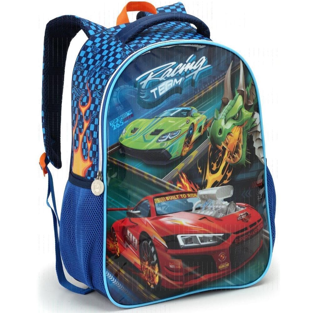 Mochila De Costas 17 Racing Carro Speed Passeio Escolar