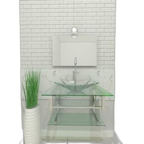 Gabinete De Vidro 60Cm Iq Inox Com Cuba Retangular - Incolor
