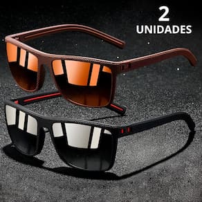 Conjunto Óculos De Sol Masculino Preto e Marrom Polarizado Com Proteção UV400
