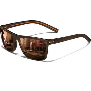 Óculos De Sol Masculino Polarizado Marrom Quadrado Com Proteção UV400