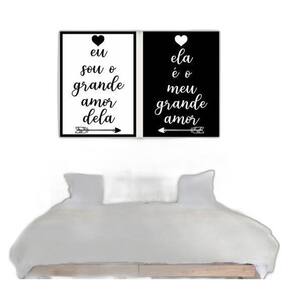 Kit 2 Quadros Amor Um Do Outro 33X24Cm - Vidro Moldura Preta