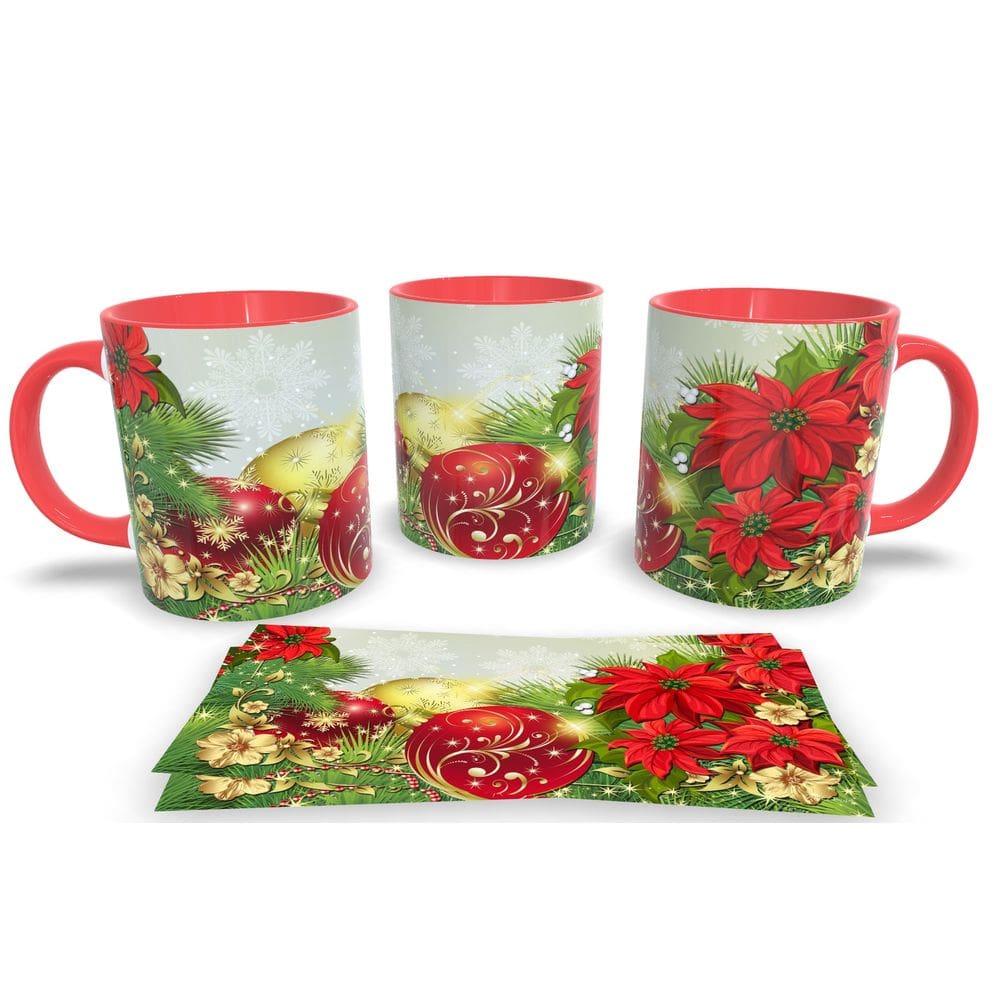 Caneca de Porcelana Vermelha Personalizada Arvore de Natal